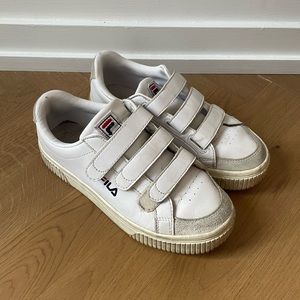Fila white platform sneakers, Velcro straps